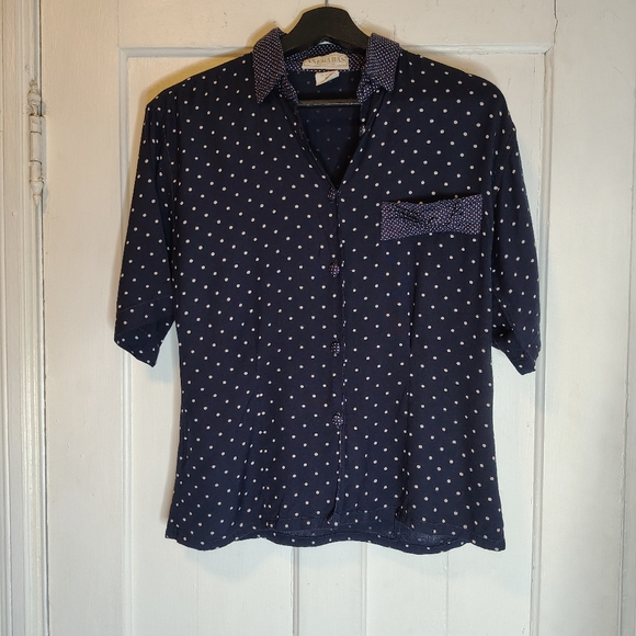 Vintage 80s Anegada's Skirt & Top Set Navy White Polka Dot Womens Size XS/S - Picture 7 of 16